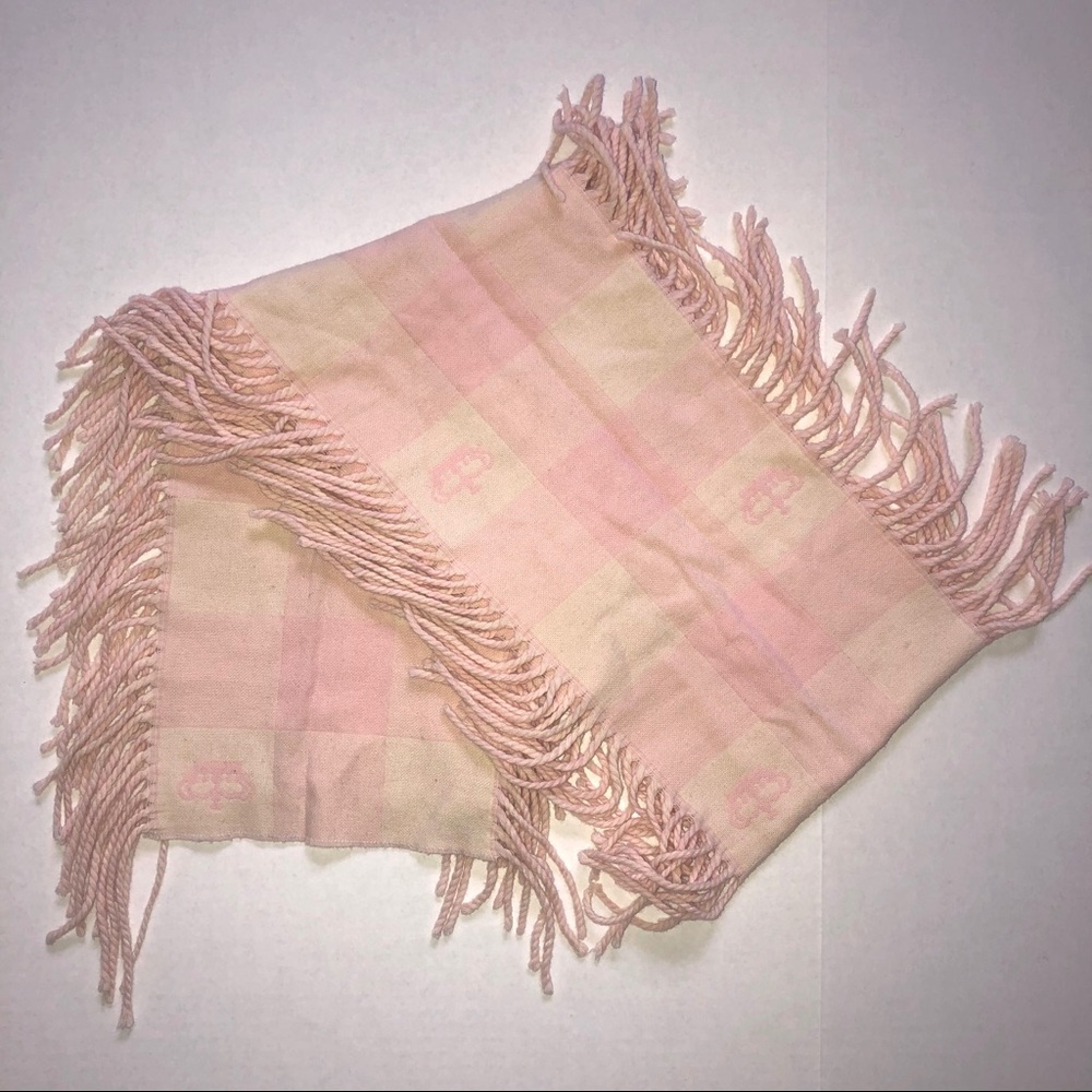 Juicy Couture Pink and Cream 100% Wool Scarf